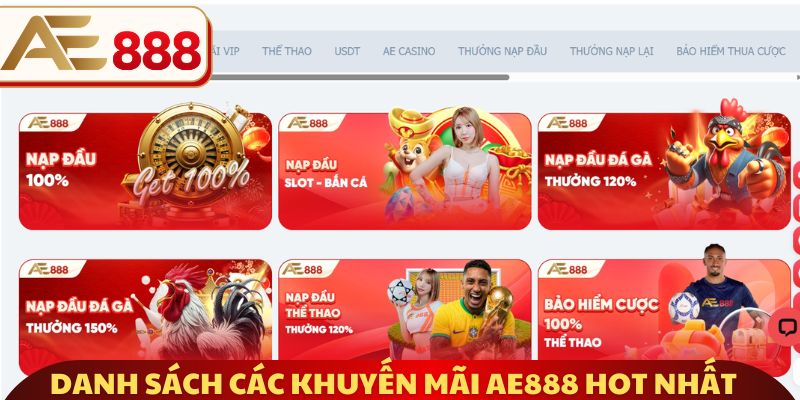 Danh sách các khuyến mãi AE888 hot nhất