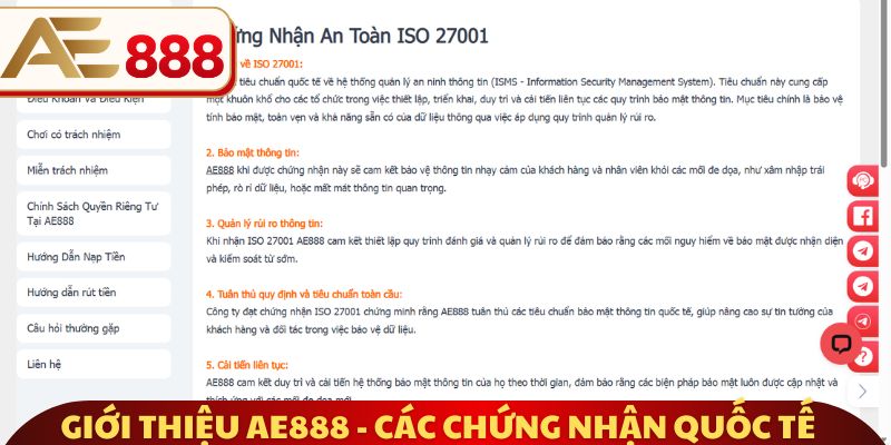 Giới thiệu AE888 - Các chứng nhận quốc tế